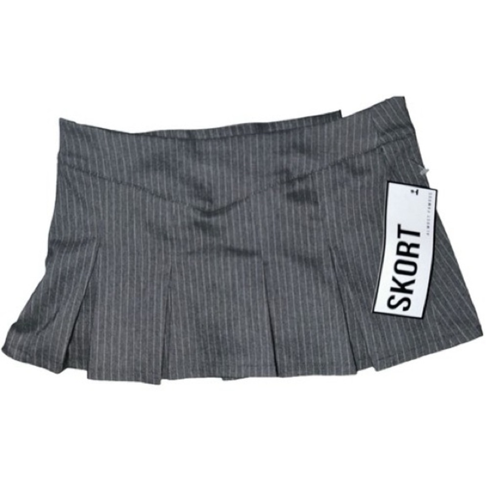 Almost Famous Charcoal Pinstripe Mini Skort